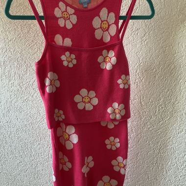 Set abito e top con fiori rosa