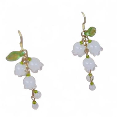 Cute white lily of the valley earrings