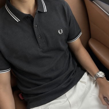Polo Fred Perry Stile Casual Nero Taglia S