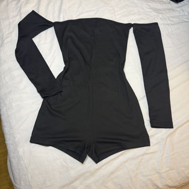 Black long-sleeve romper