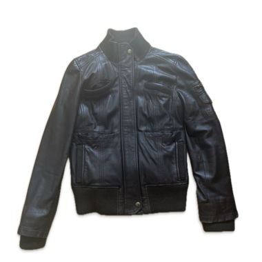Dunkelbraune Lederjacke