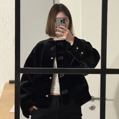 ZARA schwarze Kunstpelz-Jacke M