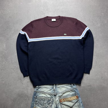 Maglione in maglia Lacoste vintage Bordeaux Po Navy L
