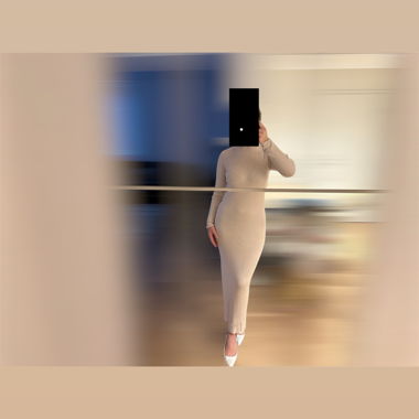 Abito midi beige a coste