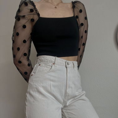 ZARA black crop top - dotted 