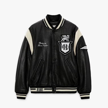 Zara x Ruhigi Leather Varsity Jacket Black