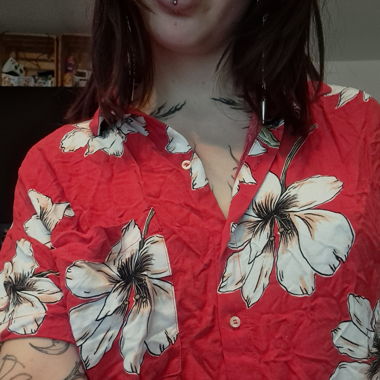 Red flower blouse