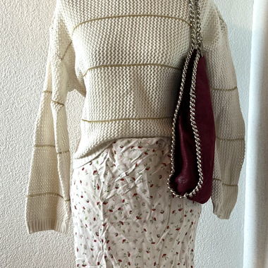 Pull en maille blanc et doré