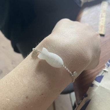 Bracelet en argent poisson blanc Clio Blue 