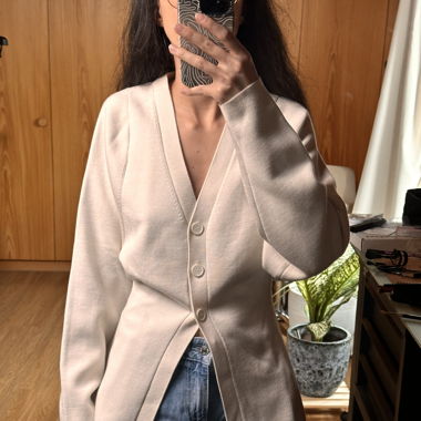 Off-white cinched waist cardigan from COS