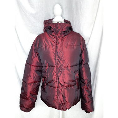 Daunenjacke „Shiny Puffer“ Oversized in Bordeaux