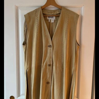 Vintage Bally Gilet, Leather, Beige, 38