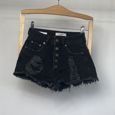 Schwarze Jeans-Shorts im Used-Look