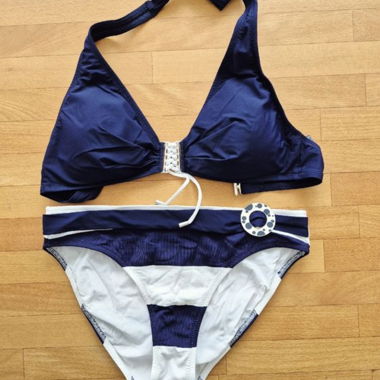 Bikini femme, bleu/blanc, taille 38