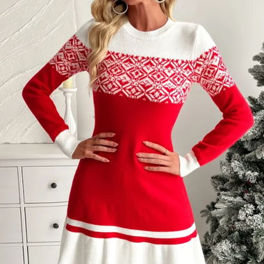 Winterkleid Rot Weiss XXL Weihnachten