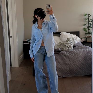 Chemisier boutonné bleu clair
