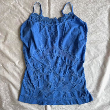 “Subtle truth” fabric manipulation lace trim top