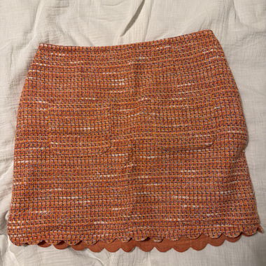 Jupe courte en tweed orange