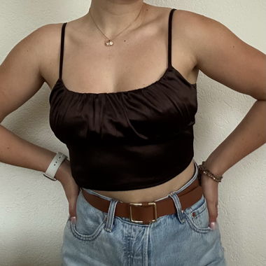 Top en satin brun