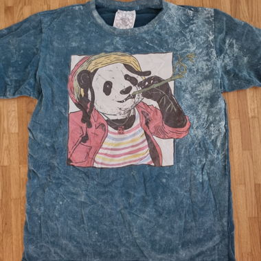 T-shirt turchese con stampa panda