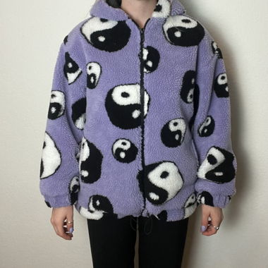 Teddy Fleece Pullover Yin Yang (lila)