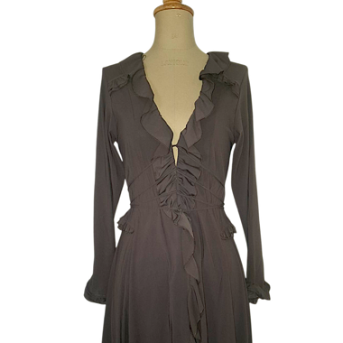 Romantic Dark Brown Ruffle Dress  Size S/M