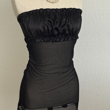 Haut bandeau tube semi transparent noire