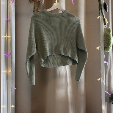 Sage green Cropped Sweater – Knit – XS