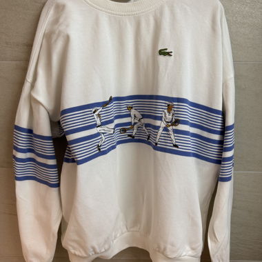Felpa Lacoste vintage bianca ricamata, taglia 7