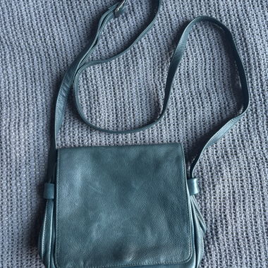 dark green leather bag