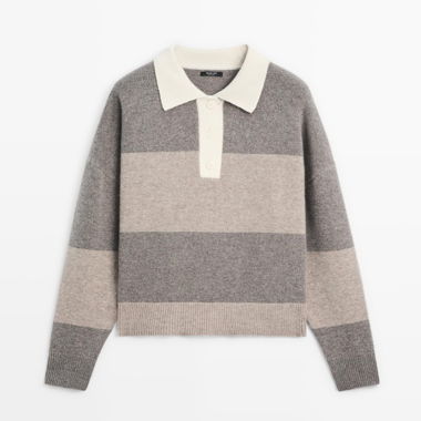Pull rayé Massimo Dutti style polo laine