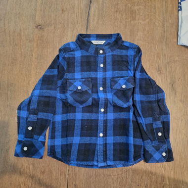 Blue and black plaid shirt 92 cm