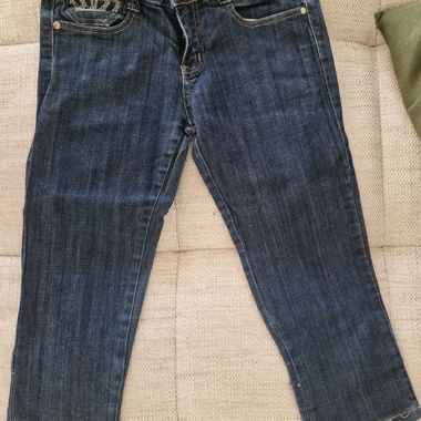 Jeans capri blu SixAngels con corone