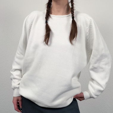 Maglione vintage bianco con bottoni sul retro