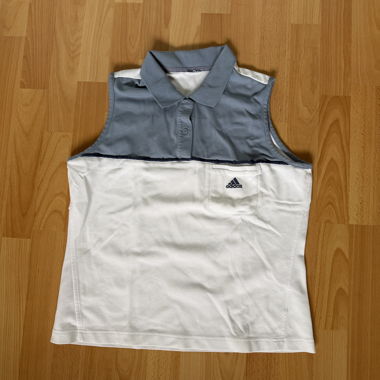 Polo smanicato Adidas bianco-grigio