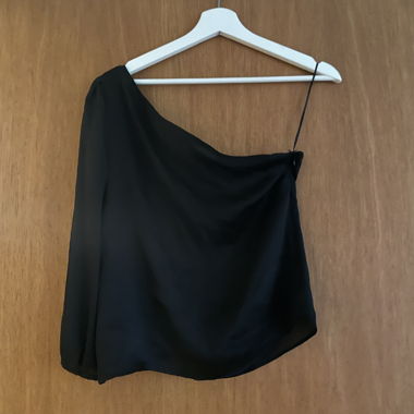 Top asymétrique noir une épaule XS