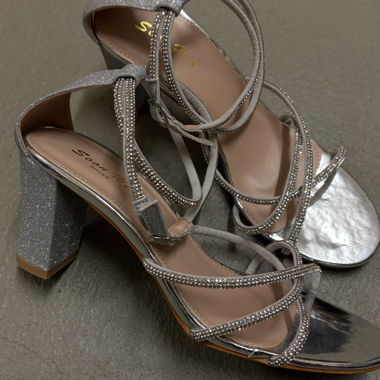 Sandali con tacco alto glitter