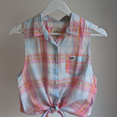 Chemise sans manches à carreaux