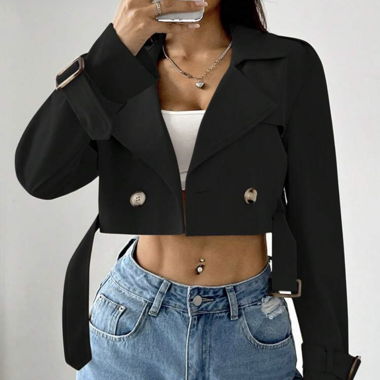 Kurzer schwarzer Trenchcoat
