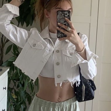 Weisse Cropped Zara Jeansjacke