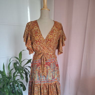 Indian silk dress cashmere print onesize