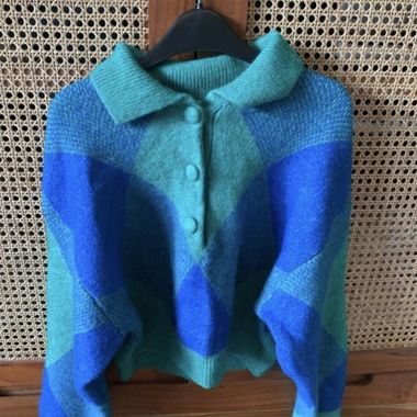 Gilet en maille Zara bleu/turquoise