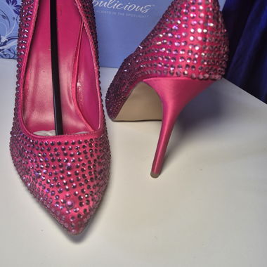 Highheels Pink Satin & Strass