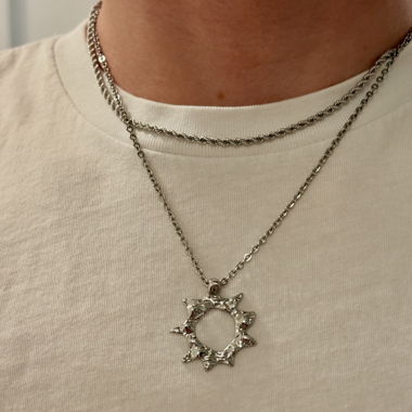 Silver Sun Pendant Necklace
