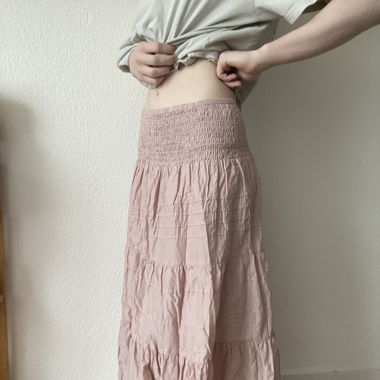 Jupe longue rose pastel Boho 