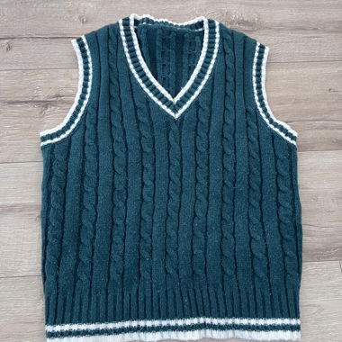 Gilet senza maniche in maglia verde scuro
