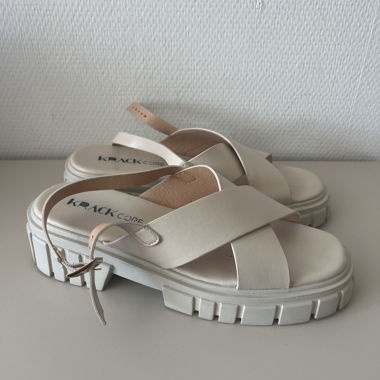 Sandali con plateau, color crema, taglia 39