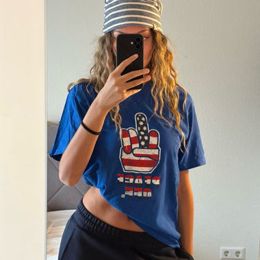T-shirt DC oversize blu dallo stile americano