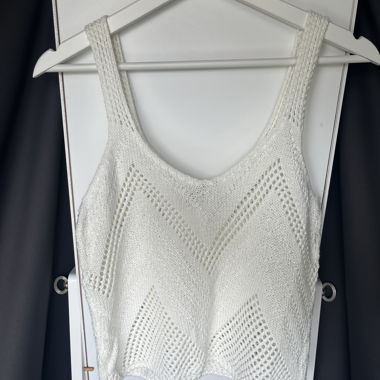 Crop top lavorato a maglia bianco