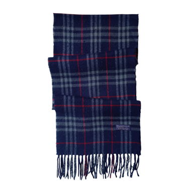 Vintage Burberry Scarf 100% Lambswool Darkblue